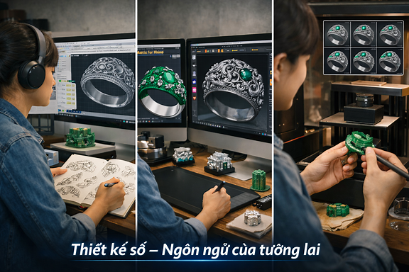 Sinh viên thiết kế trang sức Văn Lang sử dụng công cụ thiết kế số hiện đại
