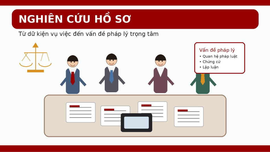 Hình 2. Trước mỗi phiên tòa giả định, sinh viên cần nghiên cứu hồ sơ, phân vai và xây dựng lập luận pháp lý.
Sinh viên ngành Luật Văn Lang nghiên cứu hồ sơ trước phiên tòa giả định