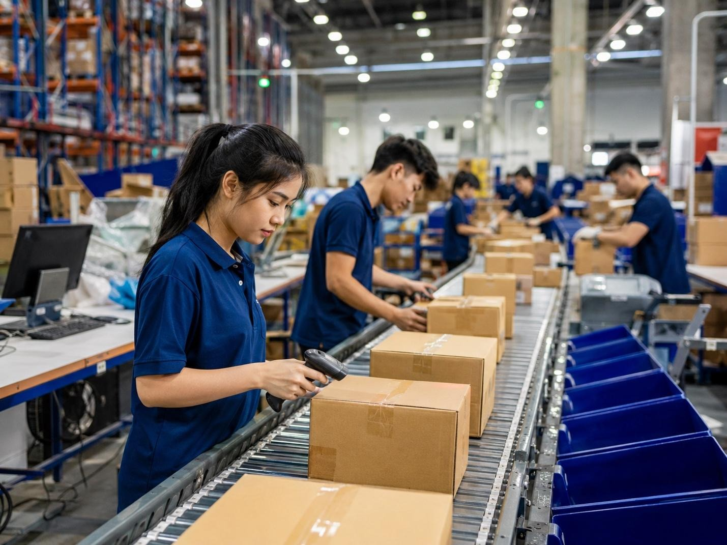 A group of people working in a warehouse
AI-generated content may be incorrect.