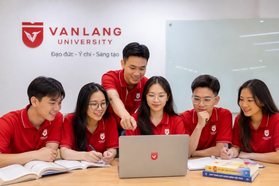Sinh viên học luật tại Văn Lang trong môi trường học tập hiện đại